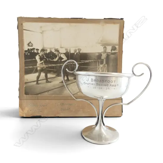 1925 Silver Plate Trophy Cup - Jim Broadfoot – New Zealand Light Heavy Weight Boxing Champion 1929 to 1932