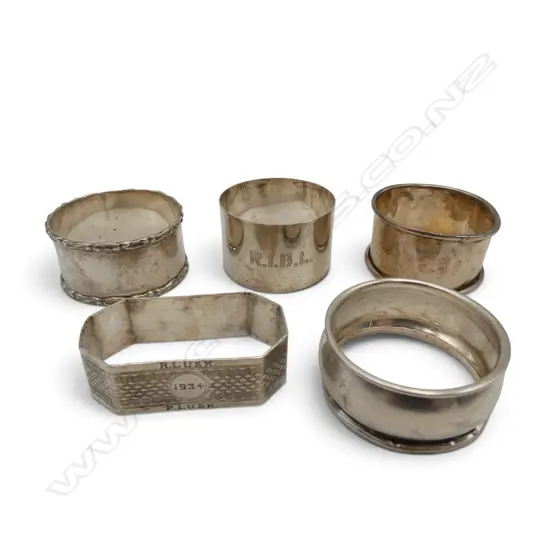 5 STG SILVER NAPKIN RINGS 70gms