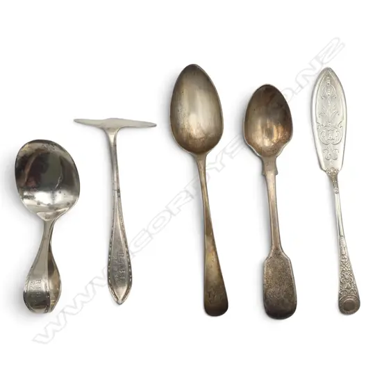 5 OLD STG SILVER CUTLERY ITEMS English. 88gms