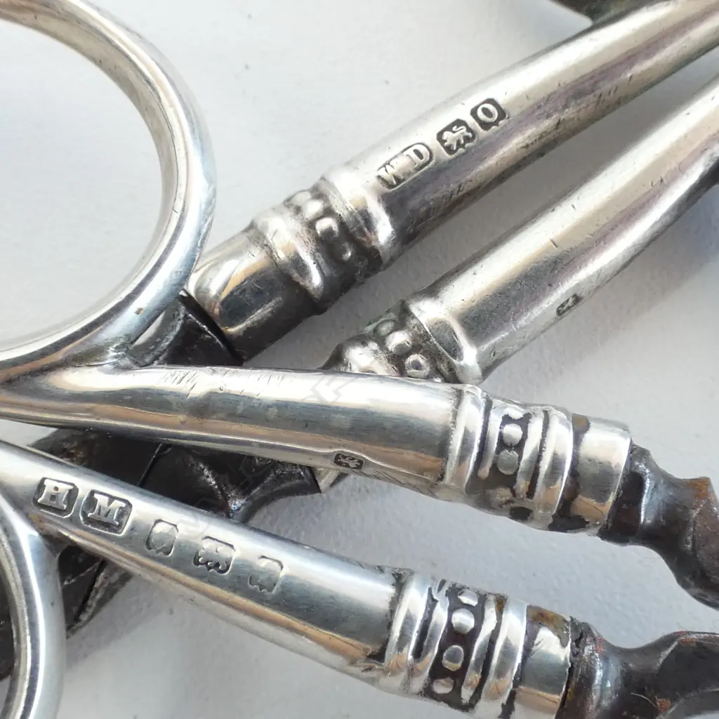 5 PRS SCISSORS, STG SILVER HANDLES L.120mm Image 1++