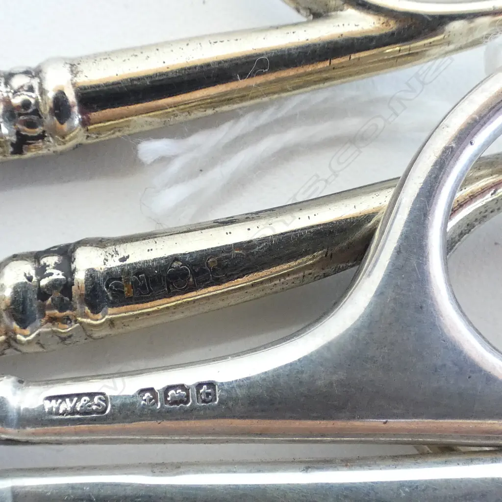 5 PRS SCISSORS, STG SILVER HANDLES L.120mm Image 1++