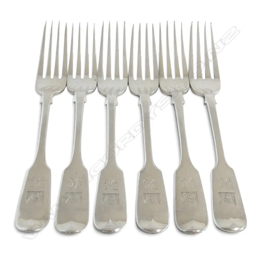 6 VICTORIAN STG SILVER FORKS 295gms Image 1++
