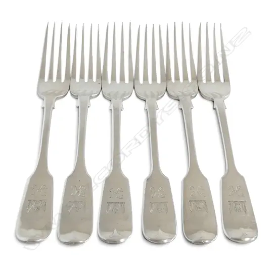 6 VICTORIAN STG SILVER FORKS 295gms