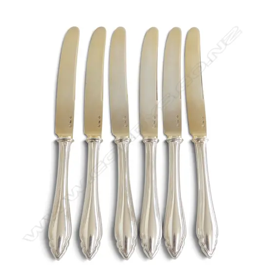 SET OF 6 AUSTRIAN 800 SILVER FRUIT KNIVES MAKER ALEXANDER STURM 164GMS TOTAL WEIGHTT