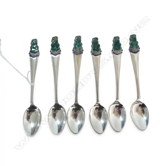 6 AUCKLAND N.Z. EPNS TIKI SOUVENIR SPOONS
