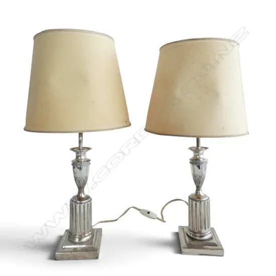 PR 1822 dated GERMAN SILVER CANDLESTICKS CONVERTED TO TABLE LAMPS H.260mm