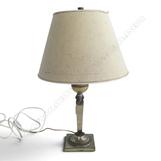 GERMAN SILVER Egyptianesque CANDLESTICK 19th/20thC converted to table lamp. Base H.250mm, double headed eagle over 13 'lothige' to either side of makers hallmark. Stamped maker's mark for Johann Heinrich Philipp Schott. '13' stamped mark denotes purity of 81.25%