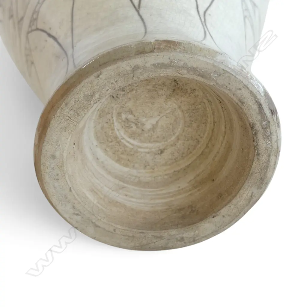 CHINESE STONEWARE VASE w incised black floral motifs, H.300mm Image 1++