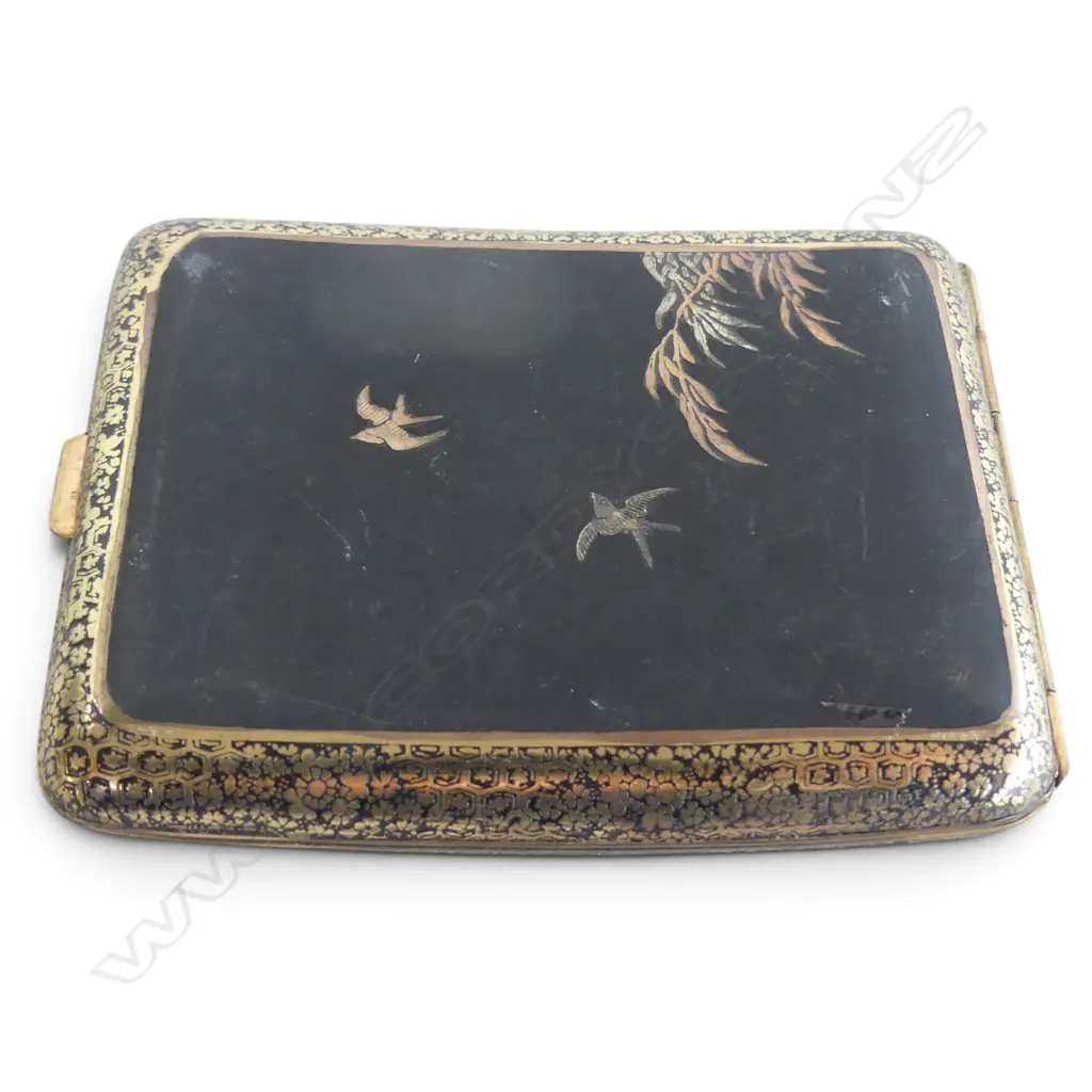 JAPANESE DAMASCENE CIGARETTE CASE WITH INTRICATE DESIGN L110MM Image 1++