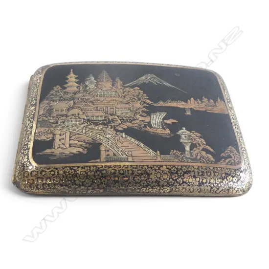 JAPANESE DAMASCENE CIGARETTE CASE WITH INTRICATE DESIGN L110MM