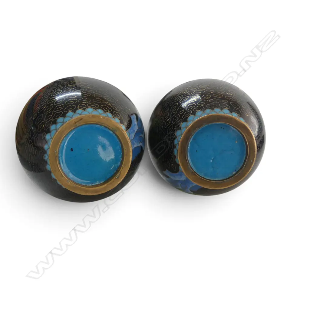PR BLACK CLOISONNE VASES, H.155mm Image 1++
