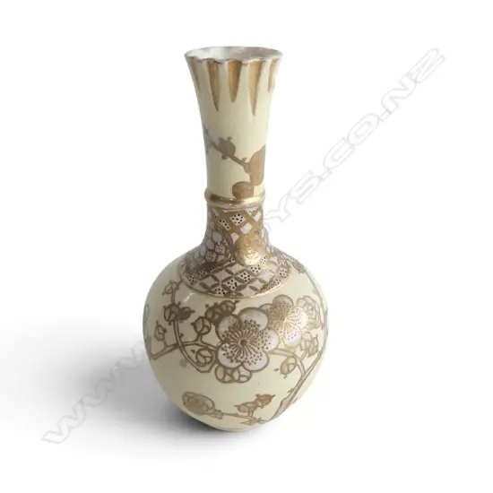 JAPANESE SATSUMA BOTTLE VASE HAND PAINTED DESIGN H220MM