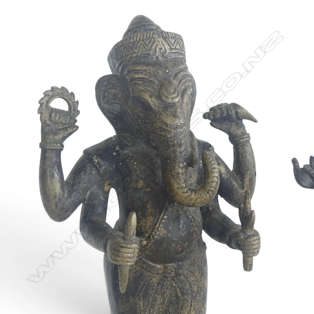 2 METAL STATUES; GANESH & BUDDHAVISTA H.280mm Image 1++