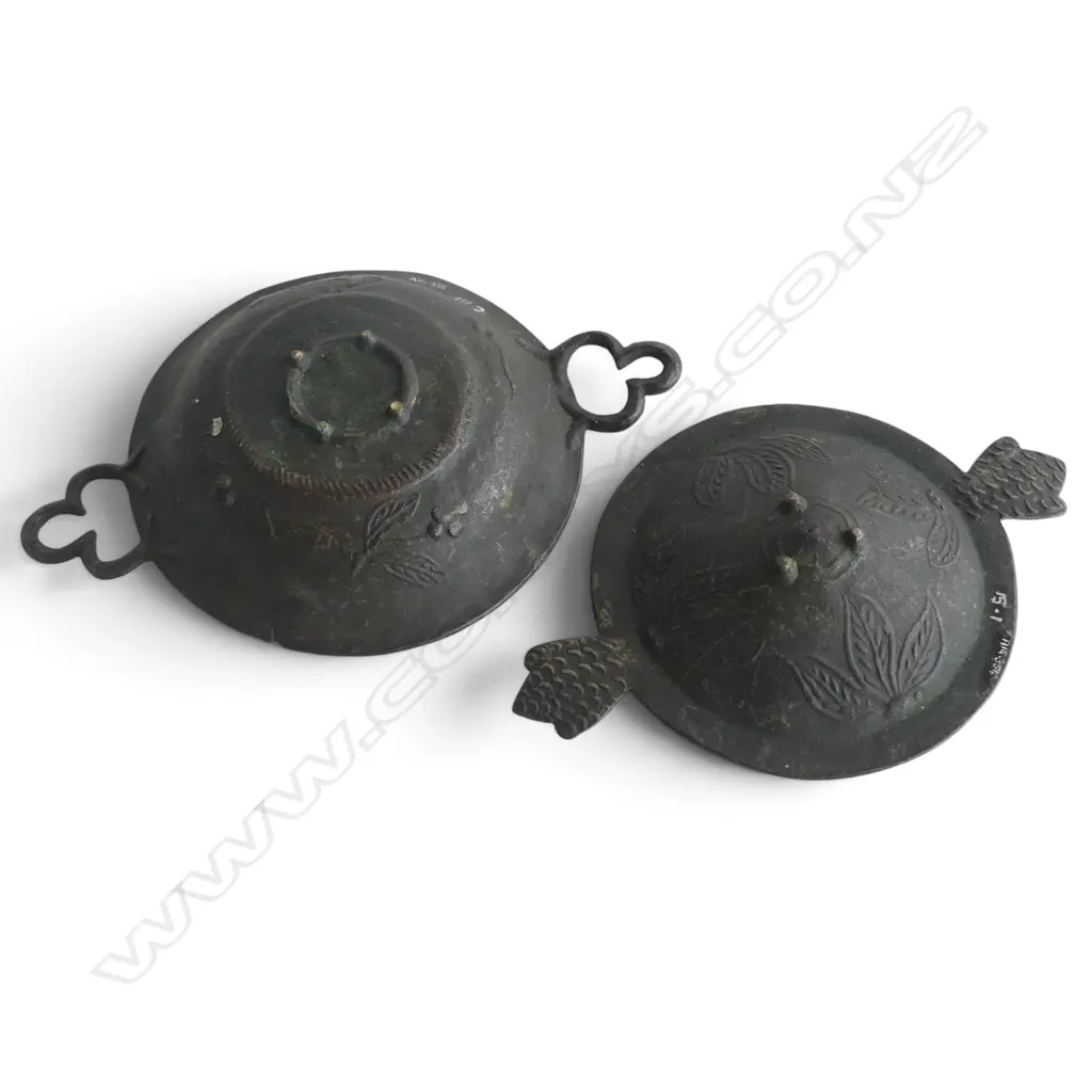 2 ROMAN? BRONZE BOWLS 135 / 120mm dia Image 1++