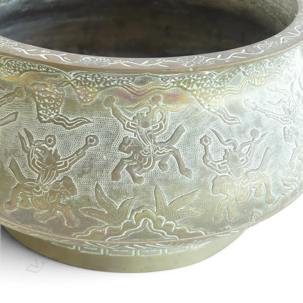 HEAVY BRASS DOUBLE HANDLED JARDINIERE H.175mm, 330mm dia Image 1++