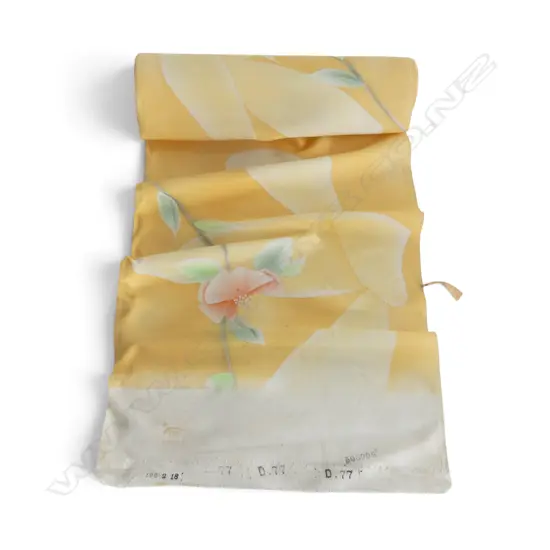 Unused 1980's NISHIJIN TEXTILE (Kyoto) JAPANESE leaf pattern on mauve SILK ROLL. L.12m. W.360mm. New old stock