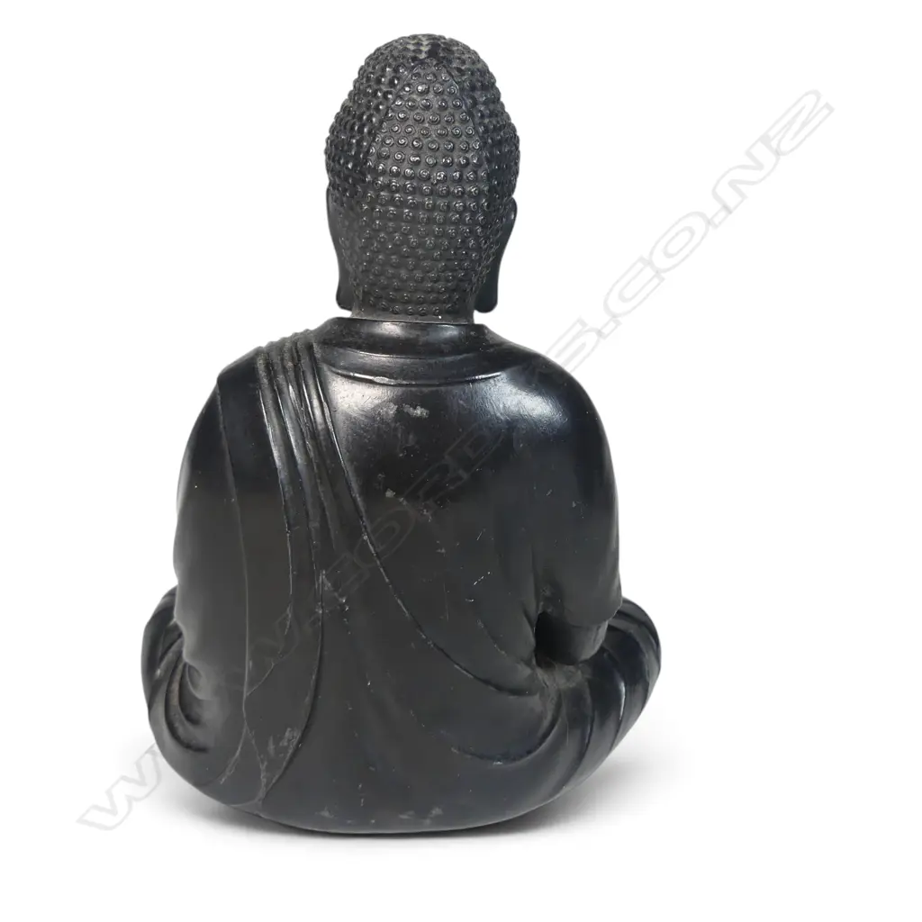 JAPANESE  METAL BRONZED STATUE OF BUDDHA  IN A MEDITATIVE POSTURE (DHYANA MUDRA),HALL MARK &' MADE IN JAPAN '160 X 130MM Image 1++