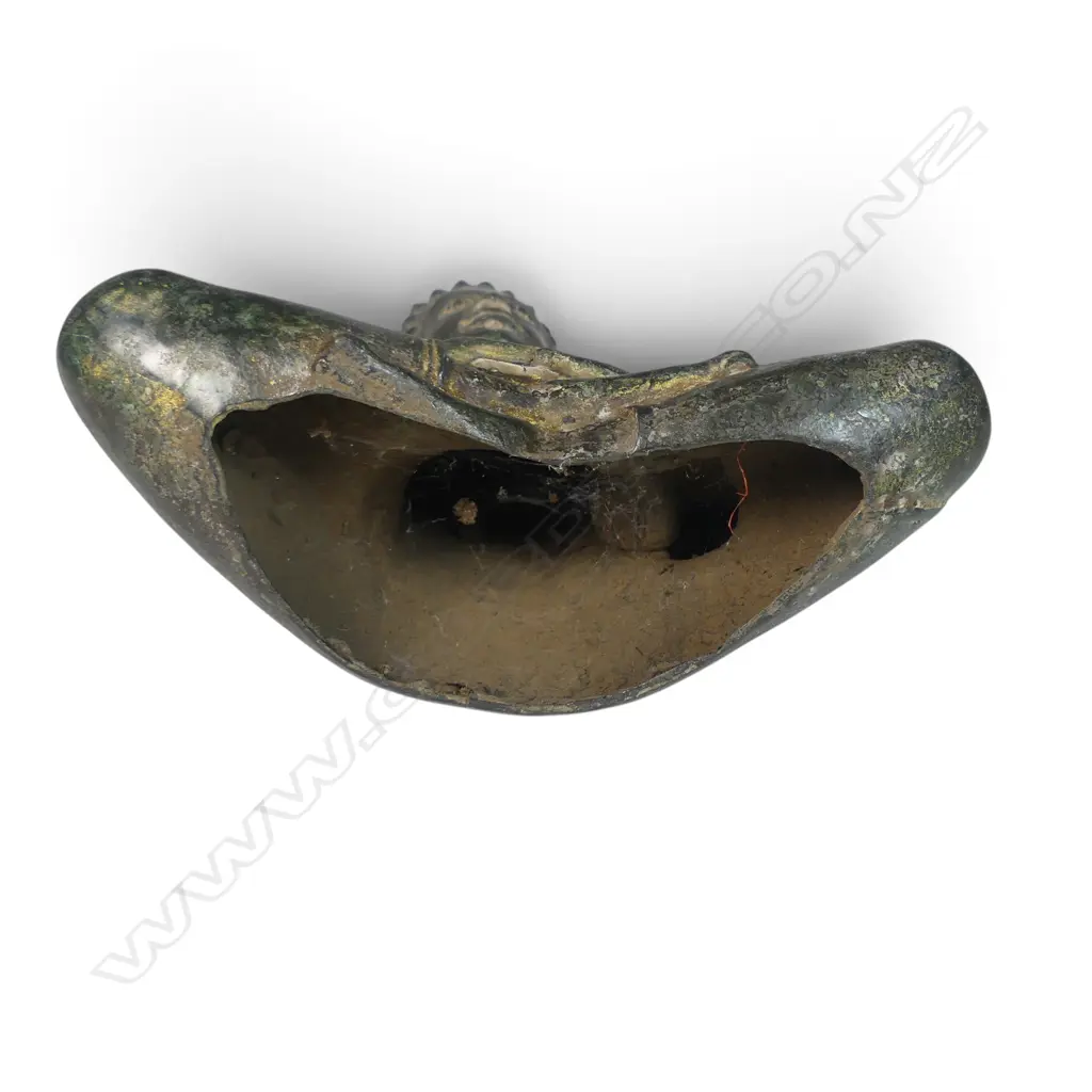 SOUTHEAST ASIAN  BRONZE SEATED BUDDHA WITH DARK GREEN PATINA IN MEDITATIVE POSE (DHYANA MUDRA), 250 X 230MM Image 1++