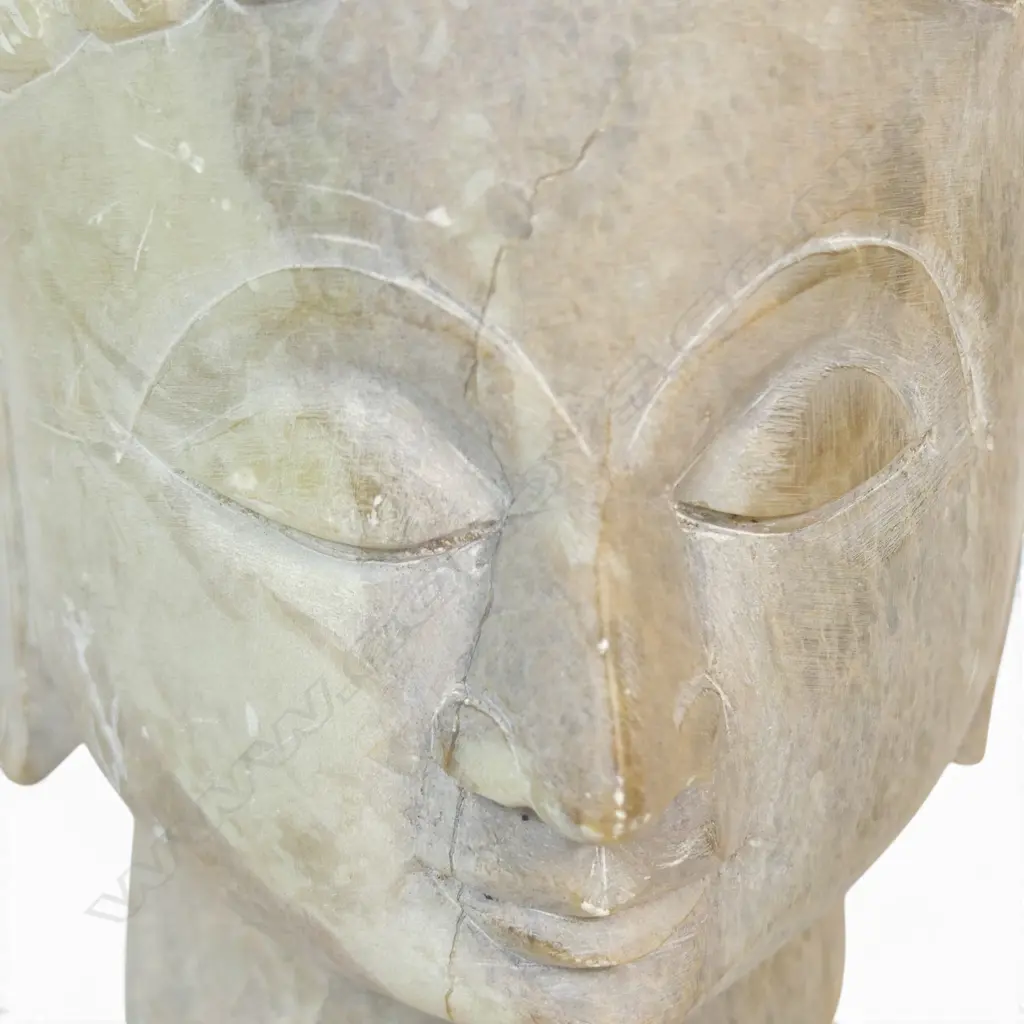 STYLIZED HAND CARVED STONE BUDDHA HEAD. H.160MM Image 1++
