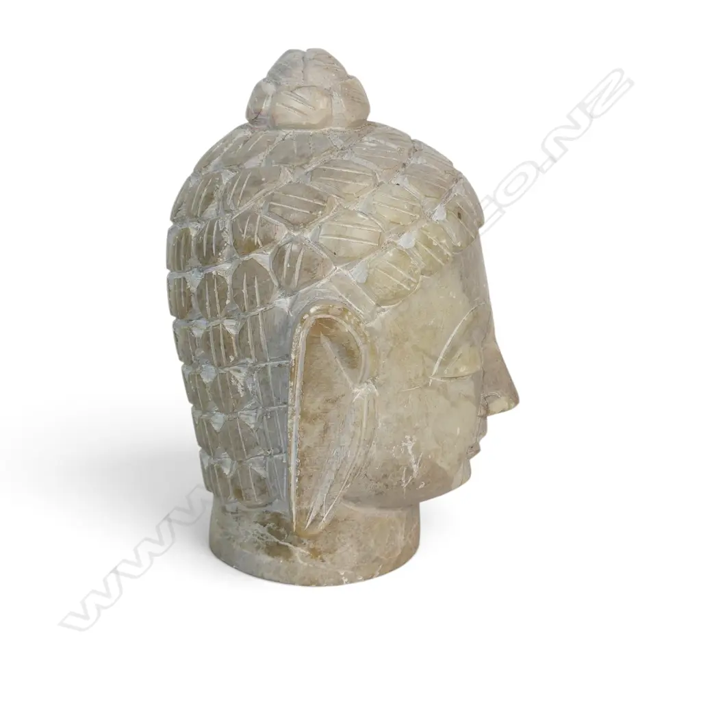 STYLIZED HAND CARVED STONE BUDDHA HEAD. H.160MM Image 1++