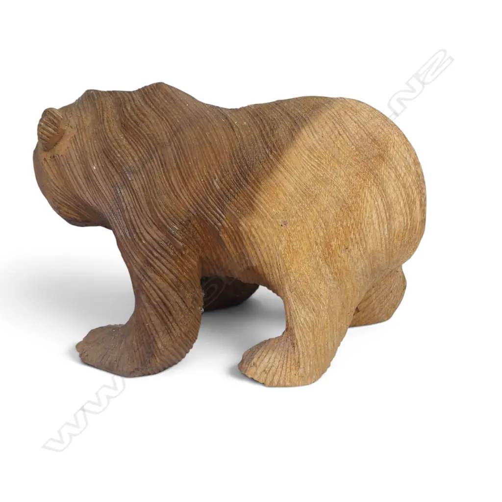 VINTAGE  BI COLOUR CARVED WOOD JAPANESE AINU BEAR SCULPTURE. L.180MM Image 1++