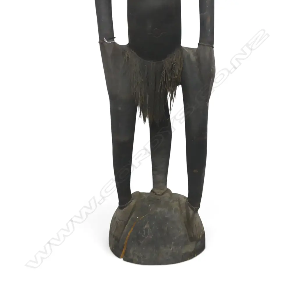 IMPRESSIVE PAINTED PNG  HAND CARVED WOODEN SCULPTURE OF AN ORATOR FIGURE, SHELLS &  TUSK,CRACK ON LEFT SIDE,2400 X 600MM Image 1++