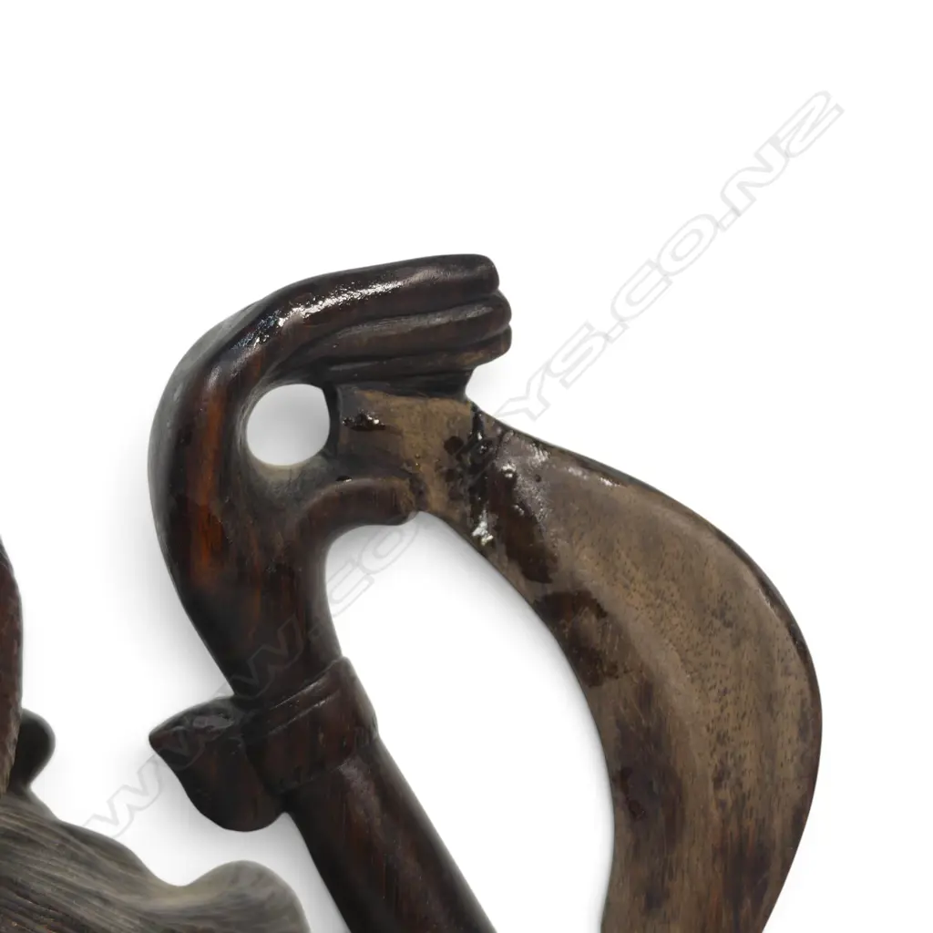 VINTAGE BALINESE FOLK ART HAND CARVED SCULPTURE OF A TRADITIONAL FEMALE DANCER, REPAIR TO LEFT SIDE, 380 X 190MM Image 1++