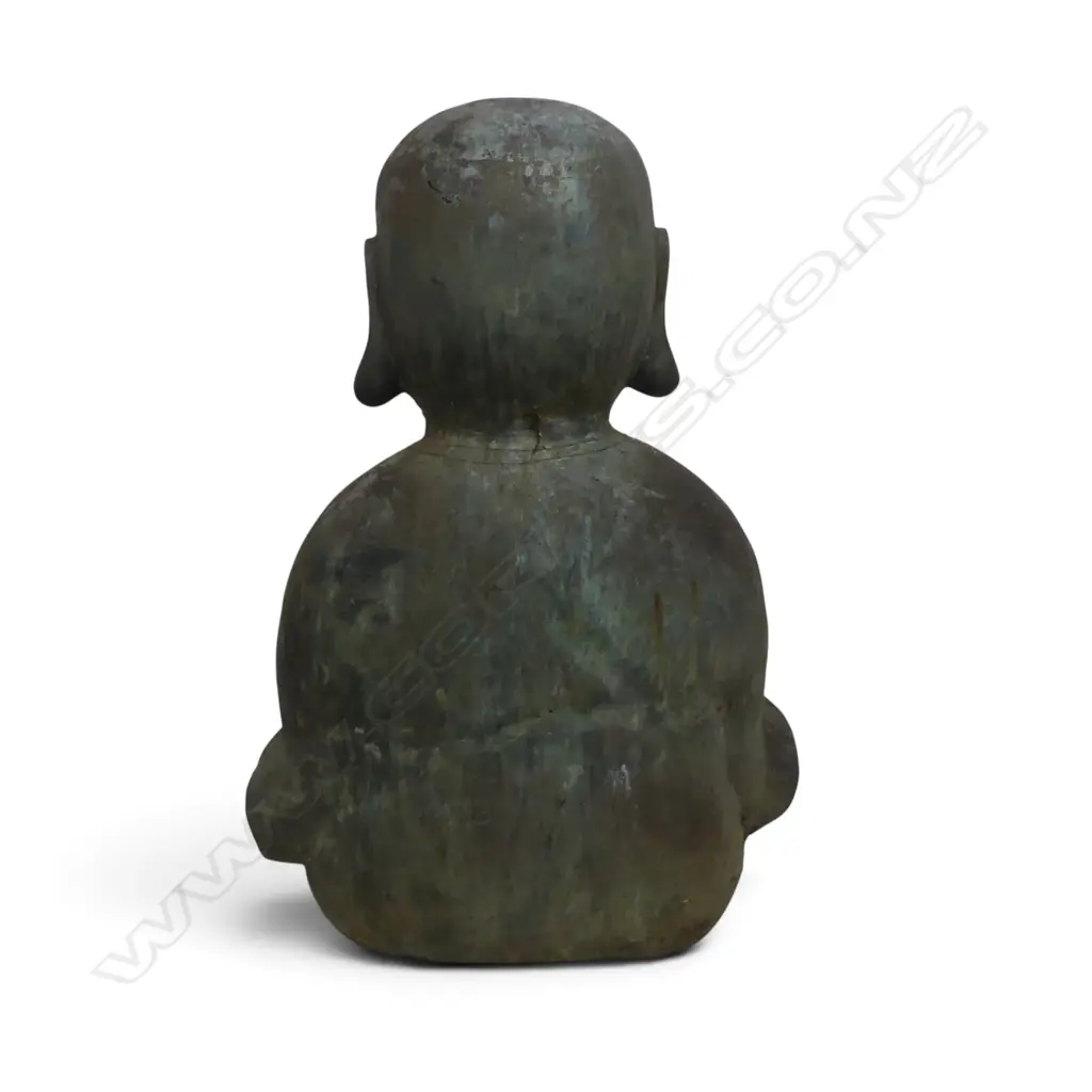OUTDOOR METAL BRONZE FINISHED PRAYING YOUNG MONK MEDITATING, VERDIGRIS PATINA,850 X 570MM Image 1++