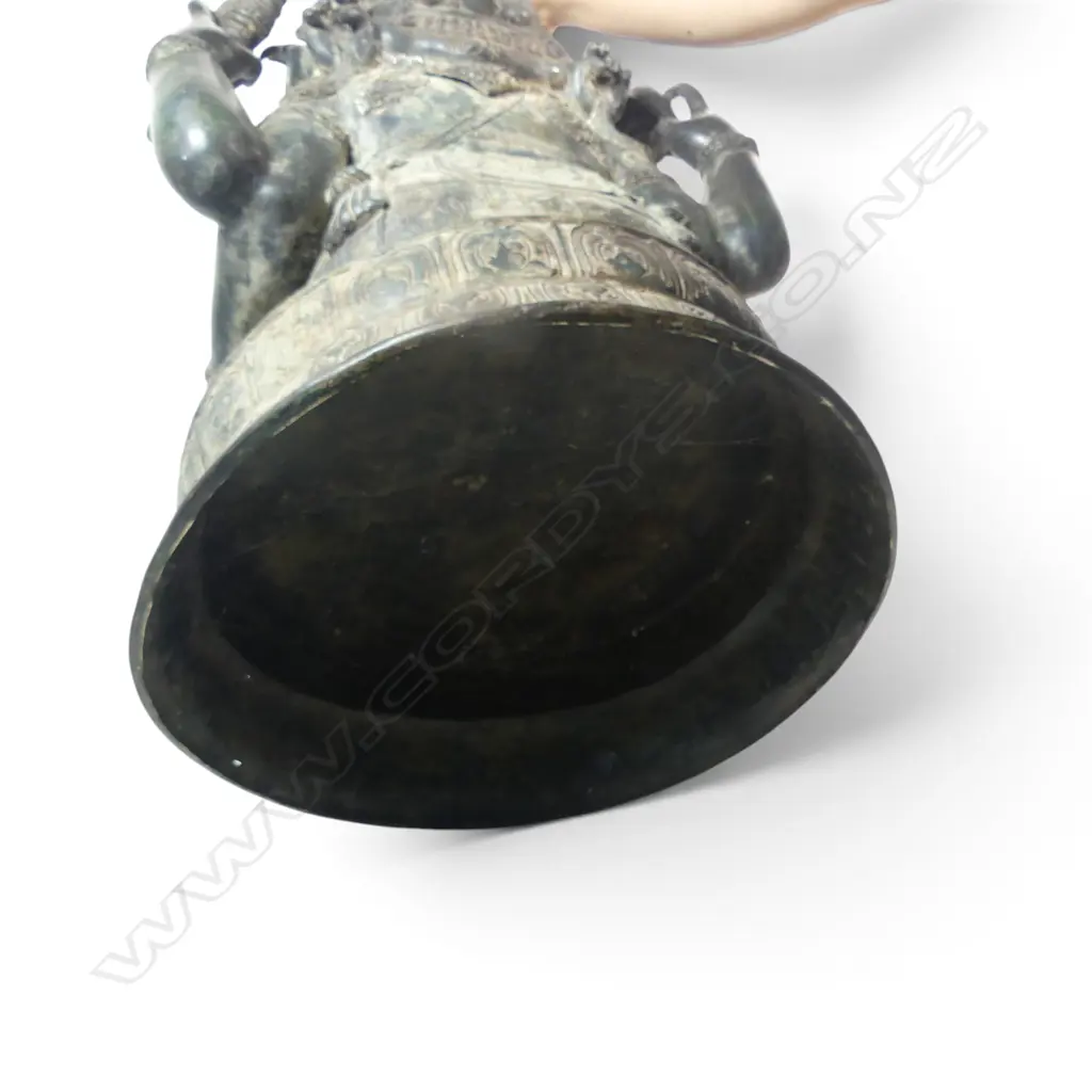 IMPRESSIVE JAVANESE DOUBLE SIDED BRONZE OF GANESHA WITH A PROTECTIVE BARONG SPIRIT AT THE BACK, AGED PATINA 700 X 500MM Image 1++