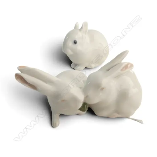 2 ROYAL COPENHAGEN RABBIT ORNAMENTS L.100mm