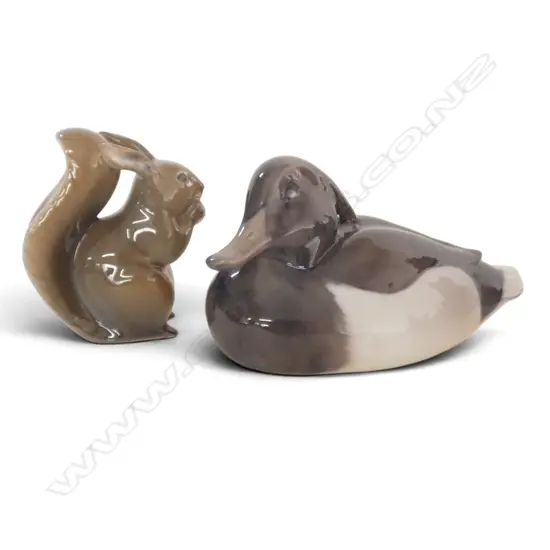 ROYAL COPENHAGEN DUCK & SQUIRREL ORNAMENTS H.65mm