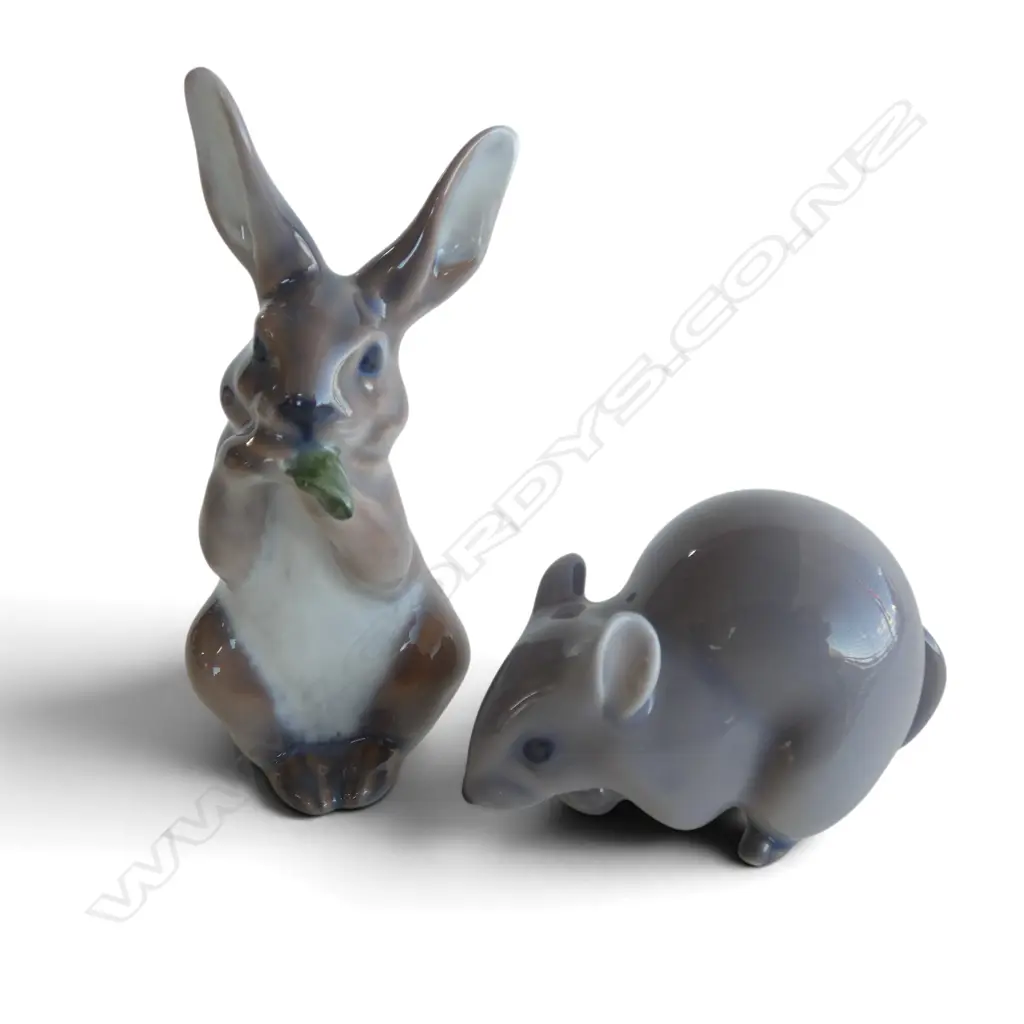 ROYAL COPENHAGEN VOLE & RABBIT ORNAMENTS c.1942-43 H.90mm Image 1++
