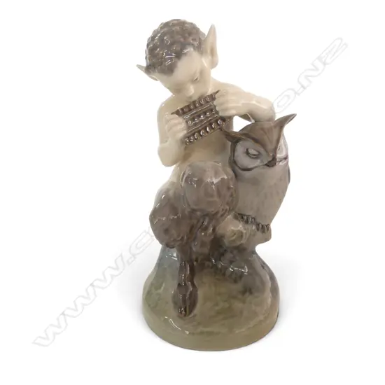 ROYAL COPENHAGEN ORNAMENT fawn w. owl by Chr. Thomsen 1963 H.160mm