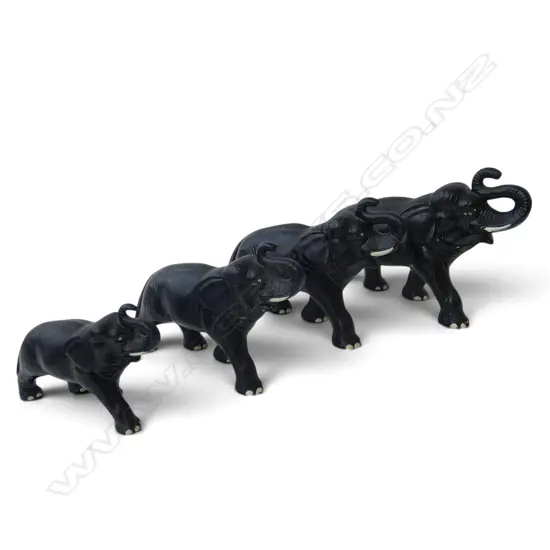GRADUATED SET OF 4 SYLVAC ELEPHANTS largest w. repair H.220mm