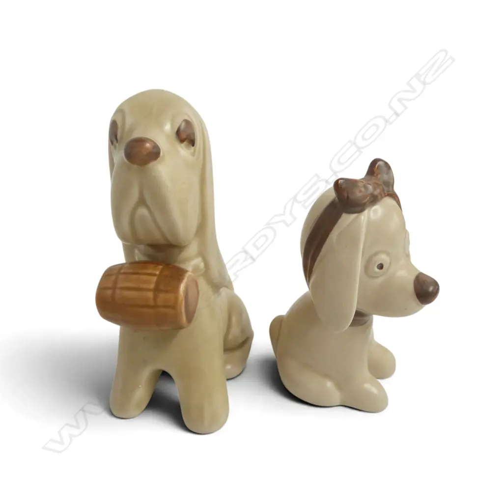 SYLVAC; DOG WITH A BARREL# 2421, H.130mm & TOBY TOOTHACHE #3093, H.100mm Image 1++