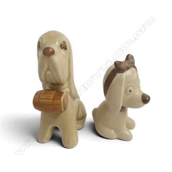 SYLVAC; DOG WITH A BARREL# 2421, H.130mm & TOBY TOOTHACHE #3093, H.100mm