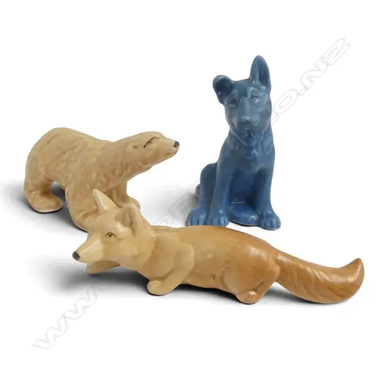 3 PCS SYLVAC; SITTING DOG#1369, H.125, FOX#1424, L.165mm, POLAR BEAR, H.80x130mm
