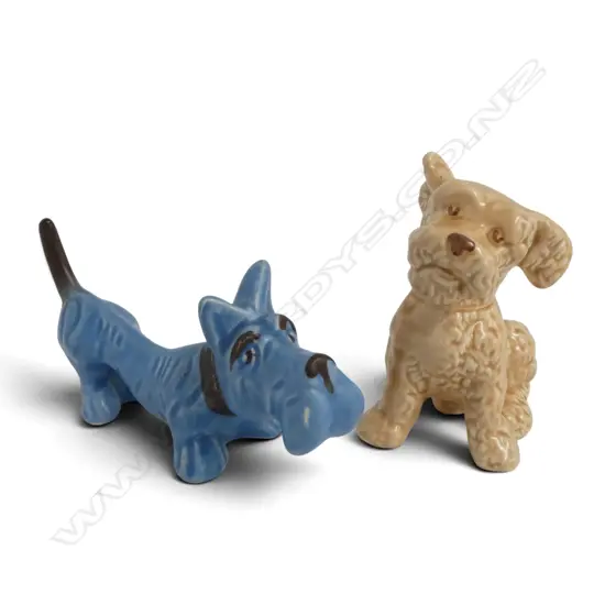 2 SYLVAC DOGS; SCRUFFY TERRIER #3096, H.120mm & SCOTTISH TERRIER, H.90x170mm