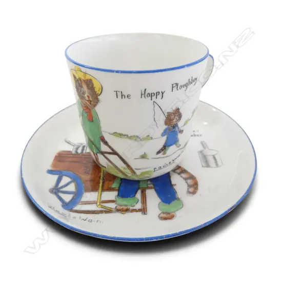 LOUIS WAIN ILLUSTRATED VINTAGE CUP/SAUCER, Paragon China 'Tinker Tailor' series