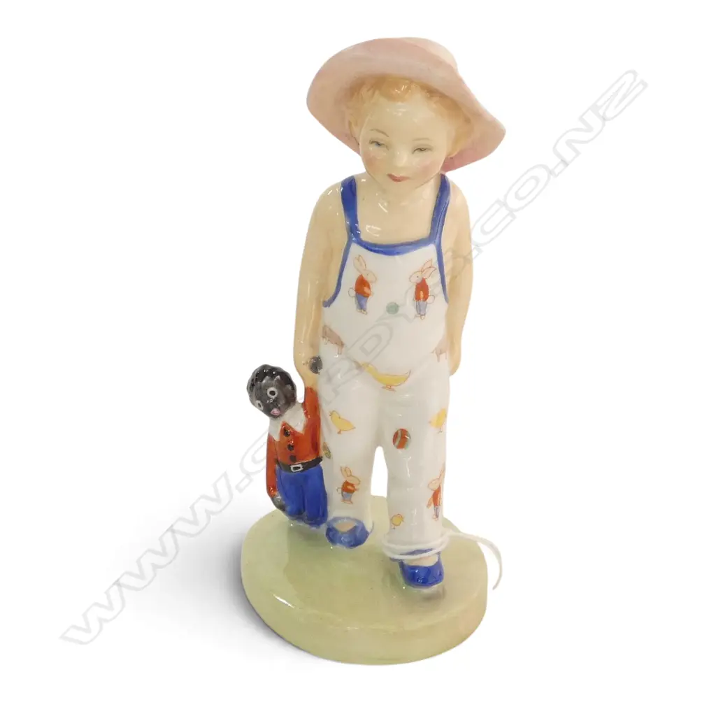 VINTAGE ROYAL DOUTON BOY w GOLLIWOG FIGURINE (1945-1959),135mm Image 1++