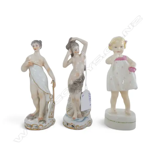 3 ANTIQUE PORCELAIN FIGURINES Incl. ROYAL WORCESTER H.160mm