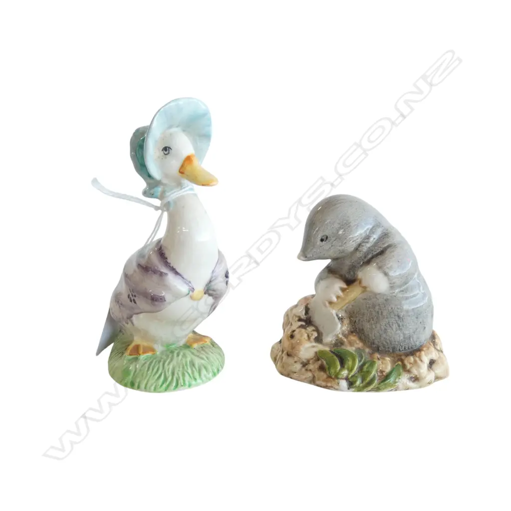 2 BESWICK BEATRIX POTTER; JEMIMA PUDDLEDUCK, DIGGORY DIGGORY DELVET' H.100mm Image 1++