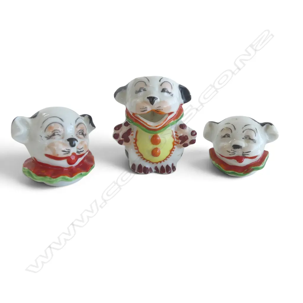 3 PCS VINTAGE BONZO the DOG, TOOTHPICK HOLDER/CREAMER & 2 HEAD TOPS Image 1++