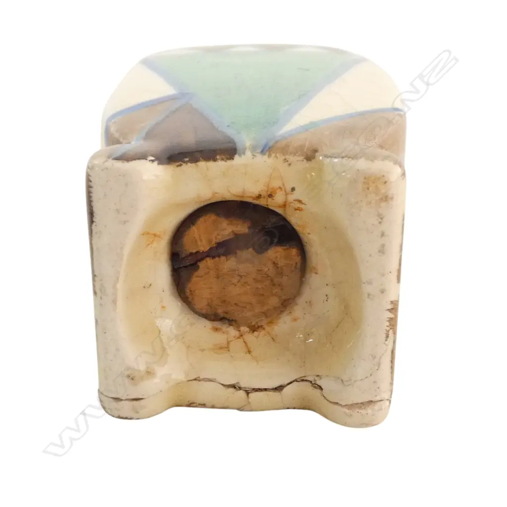 Clarice Cliff 'Killarney' pattern Bon Jour small sifter. Cracks & restoration. H.65mm. Image 1++