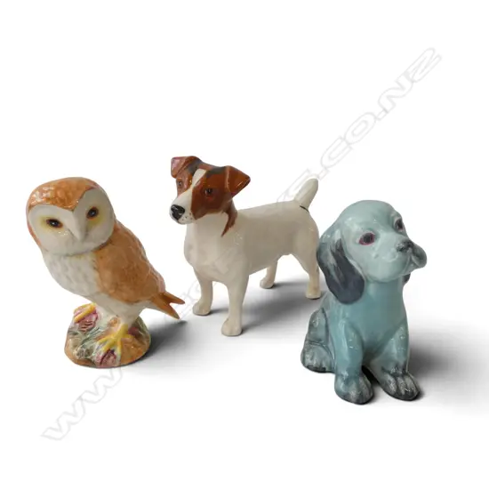 BESWICK OWL, JACK RUSSELL TERRIER & OTHER DOG ORNAMENT H.120mm