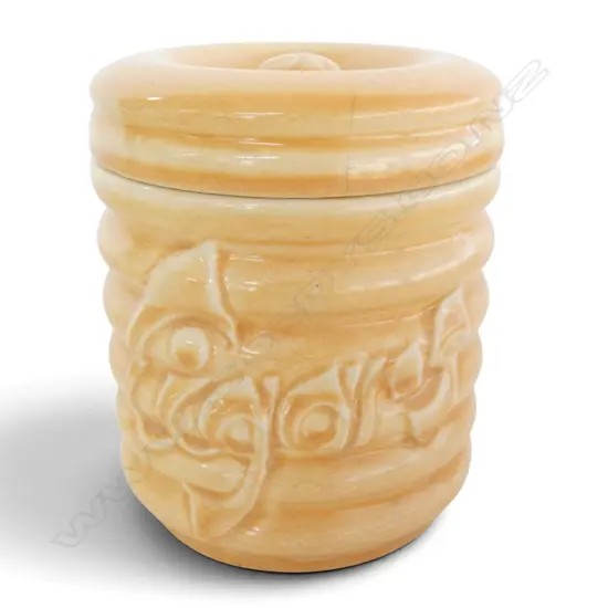 CROWN LYNN 'CIGAR' LIDDED STORAGE JAR hairline crack to lid H.140mm