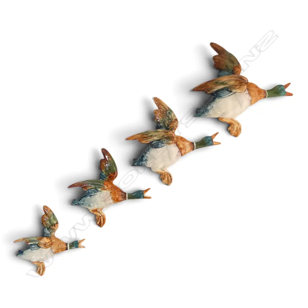 4 BESWICK WALL DUCKS No.596 1 - 4 L.260mm possible professional restoration to largest head Image 1++