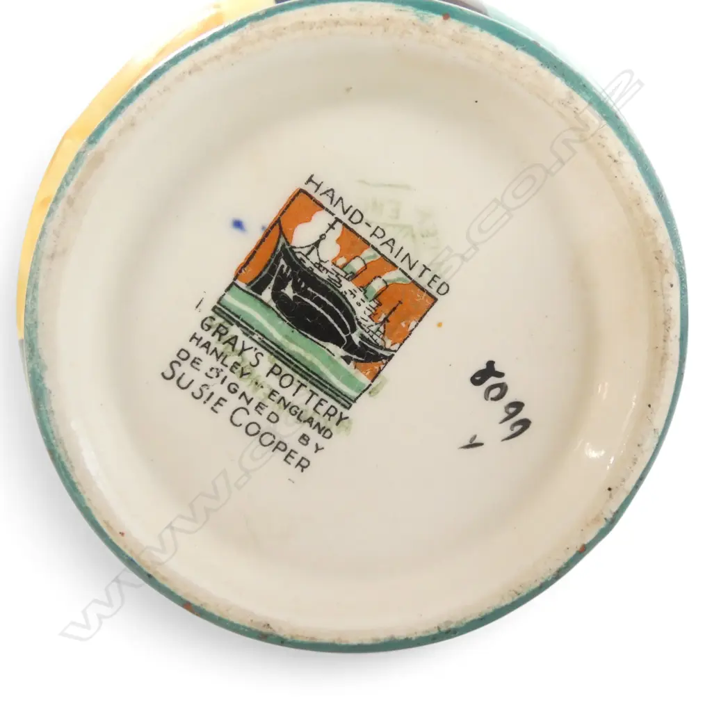 HAND-PAINTED SUSIE-COOPER CREAM JUG faults + COFFEE POT H/220mm Image 1++