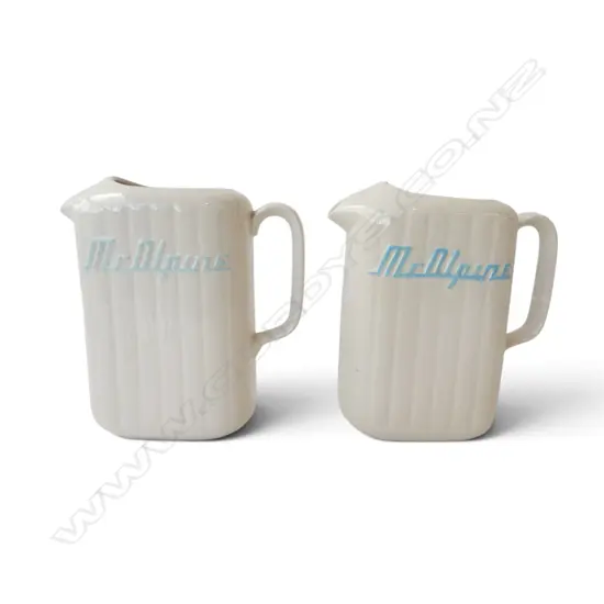 2 CROWN LYNN MCALPINE JUGS faults H.220mm
