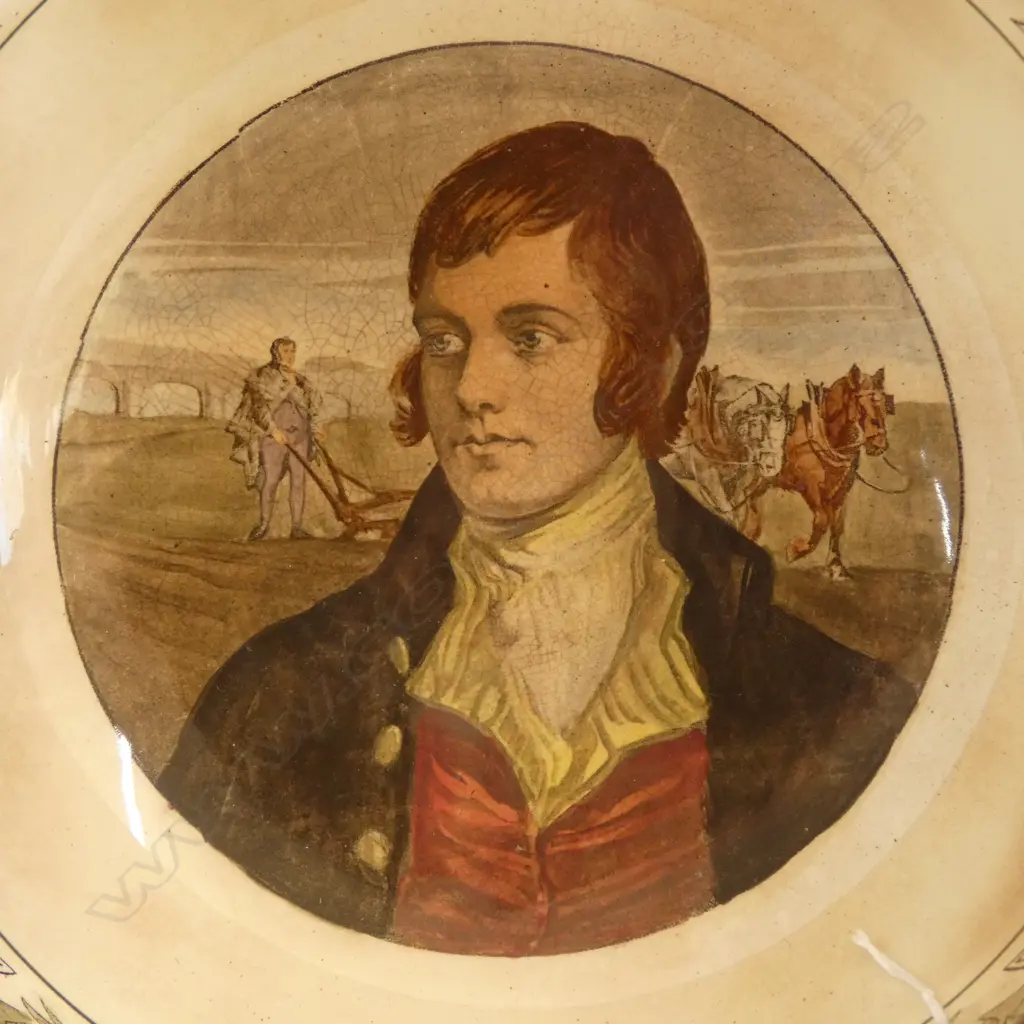 ROYAL DOULTON ROBERT BURNS BOWL w. pewter rim Dia.210 + BESWICK ROBERT BURNS JUG H.205mm Image 1++